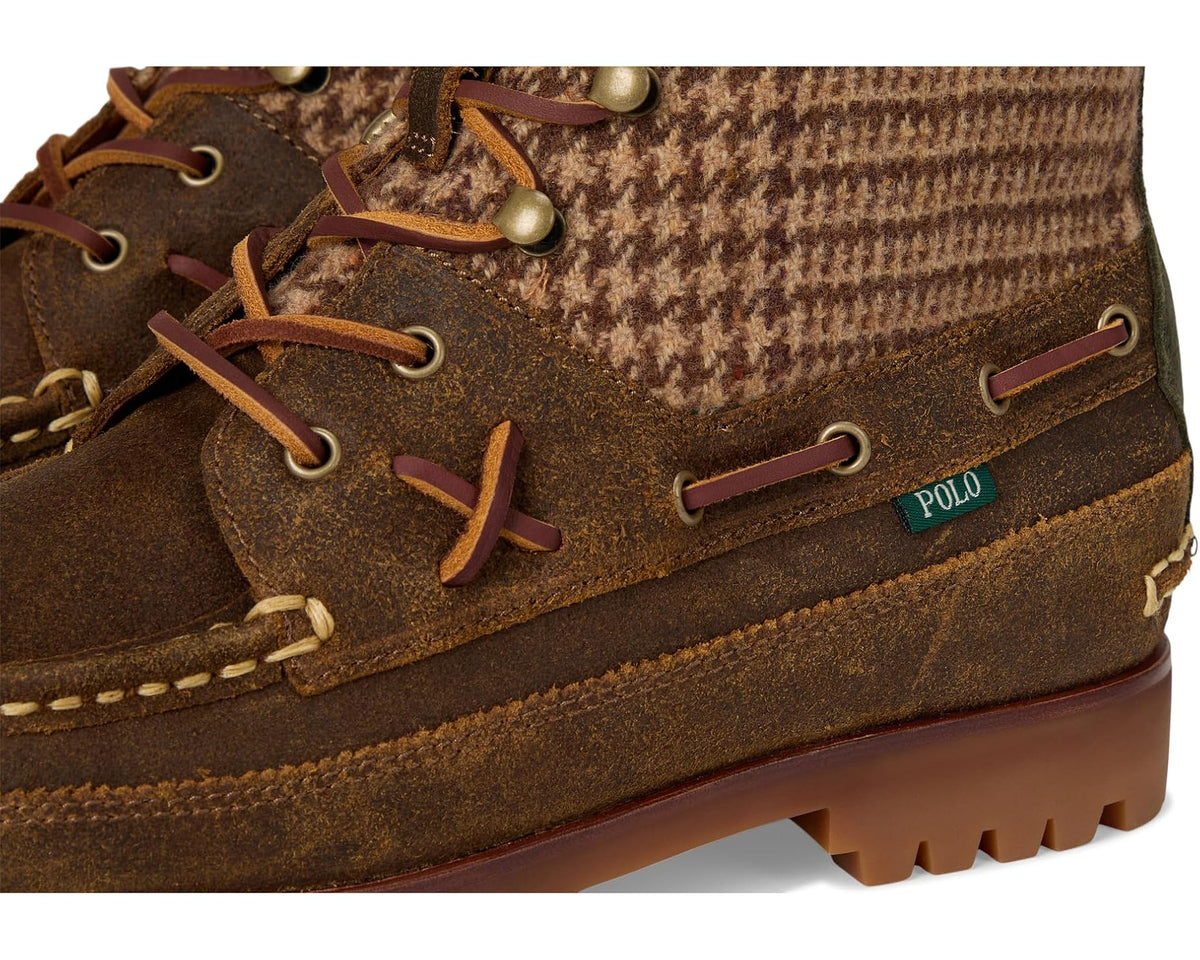 Men's Polo Ralph Lauren Ranger Mid Suede & Wool Tweed Boots Tweed Colorblock