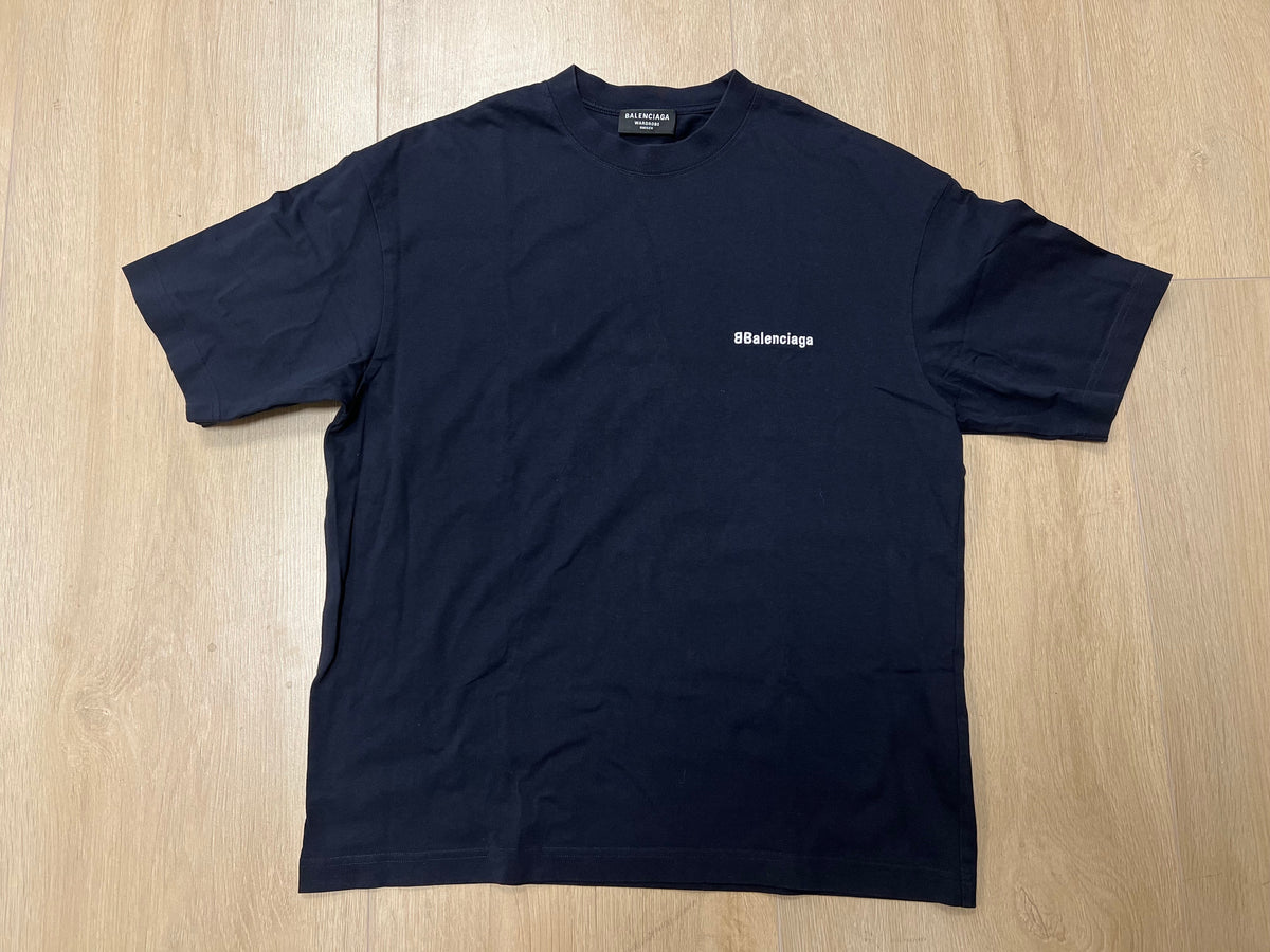 Balenciaga Logo Cotton T-Shirt 'Navy' - XS (ARCHIVE)