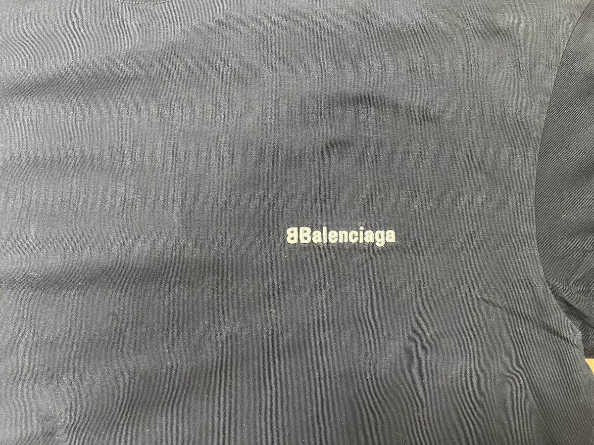 Balenciaga Logo Cotton T-Shirt 'Navy' - XS (ARCHIVE)
