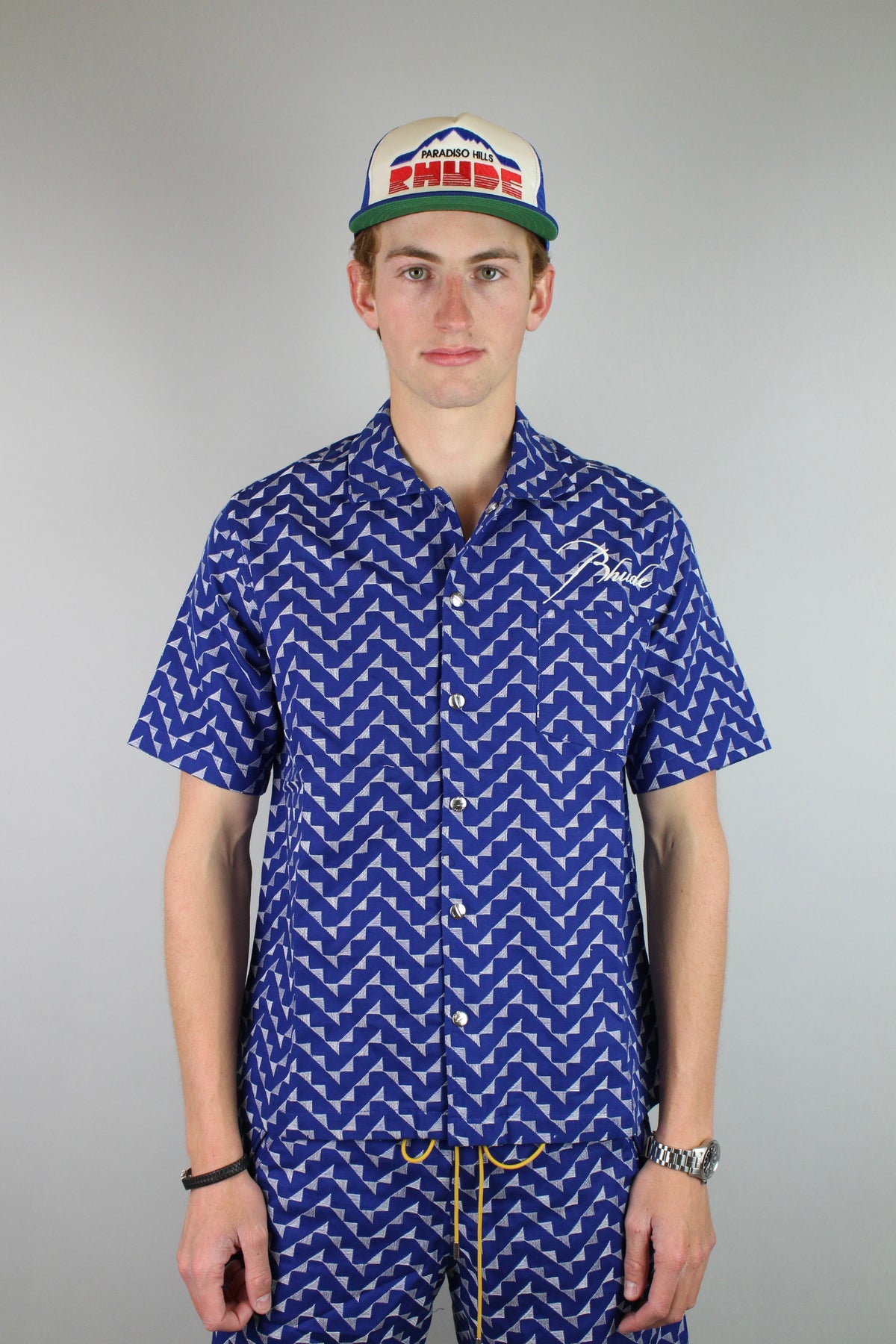 Rhude Logo Beachfront Shirt 'Navy'