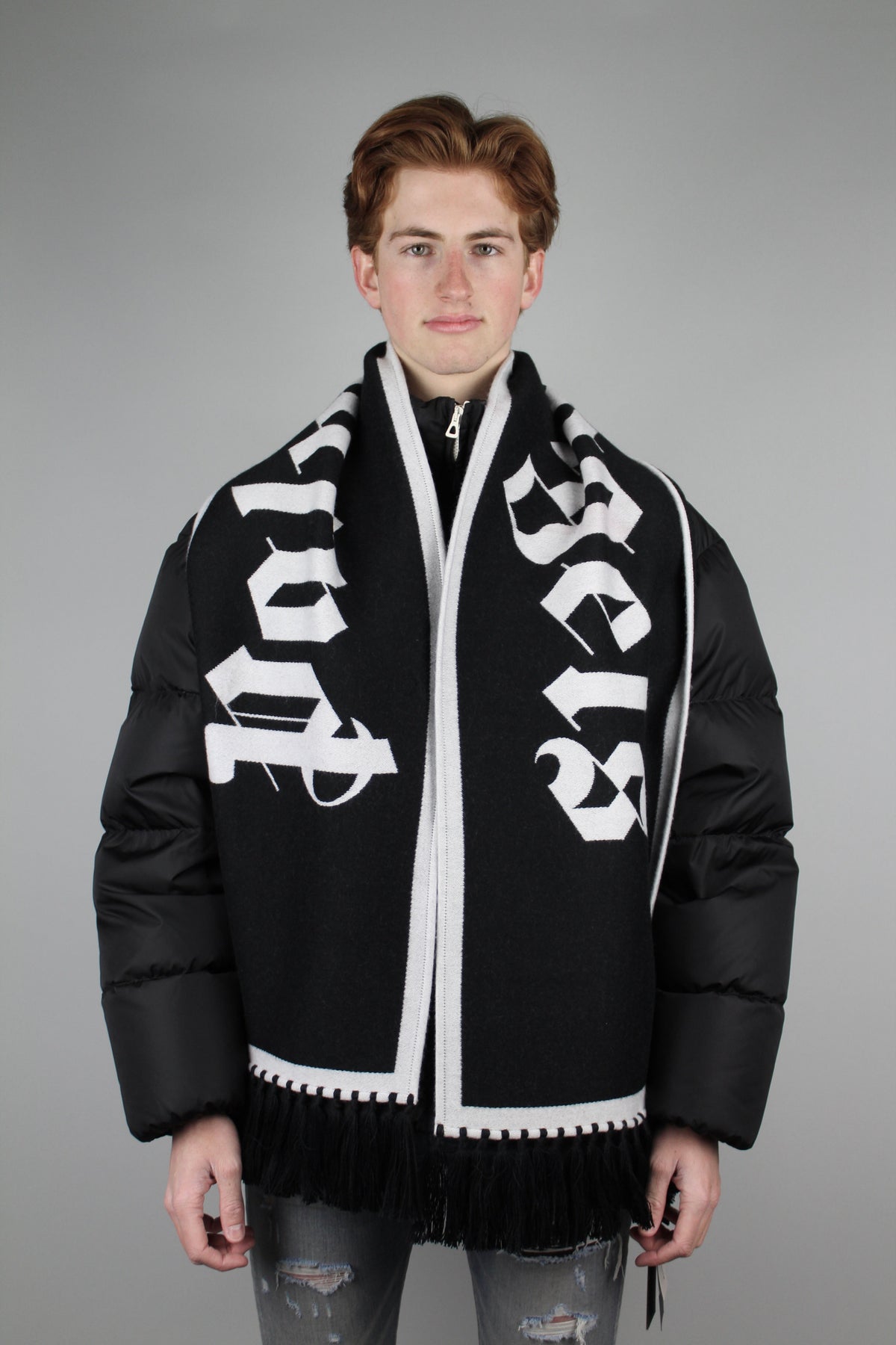 Palm Angels Macro Logo Scarf 'Black/White'