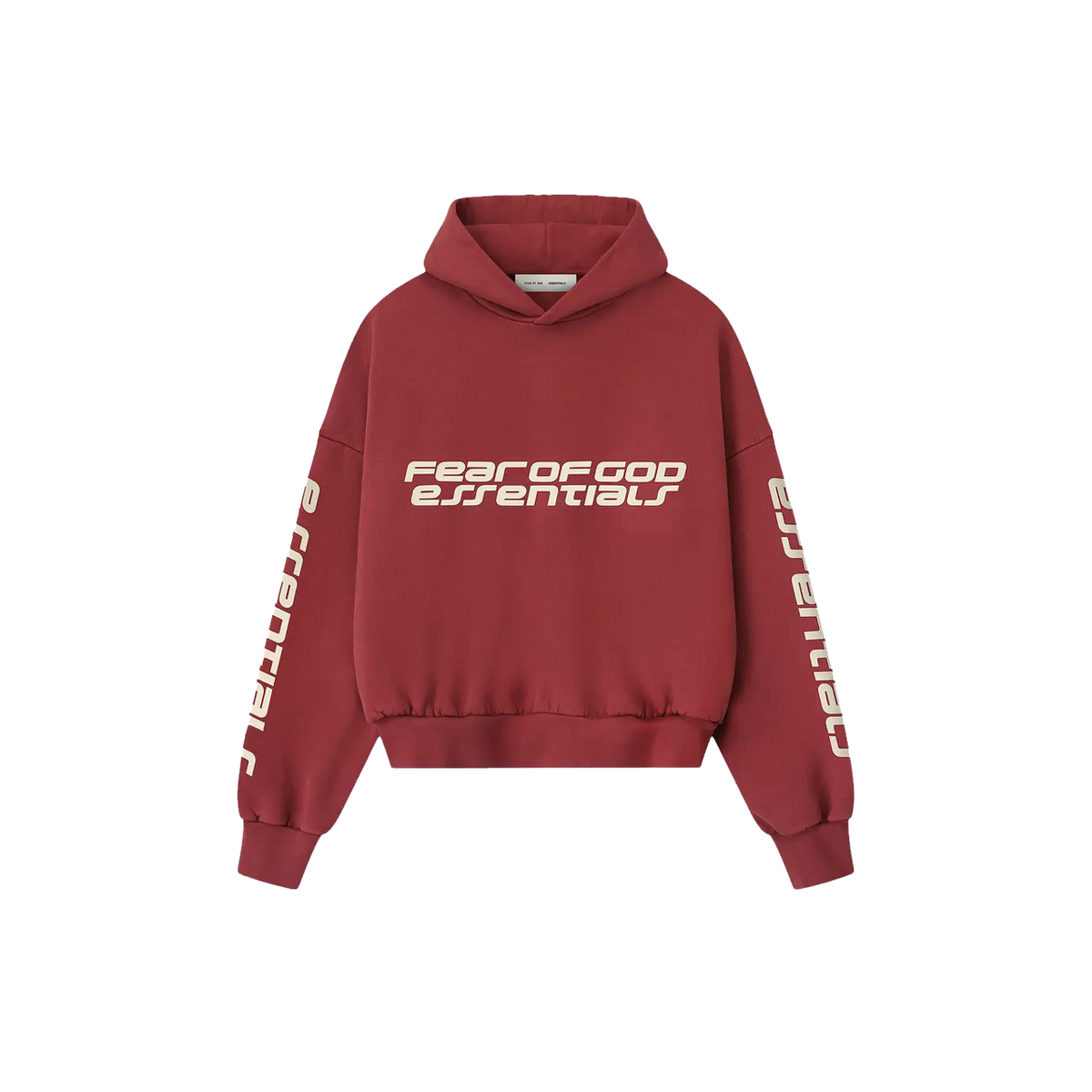 Fear of God Essentials Cropped Relaxed Hoodie 'Crimson'