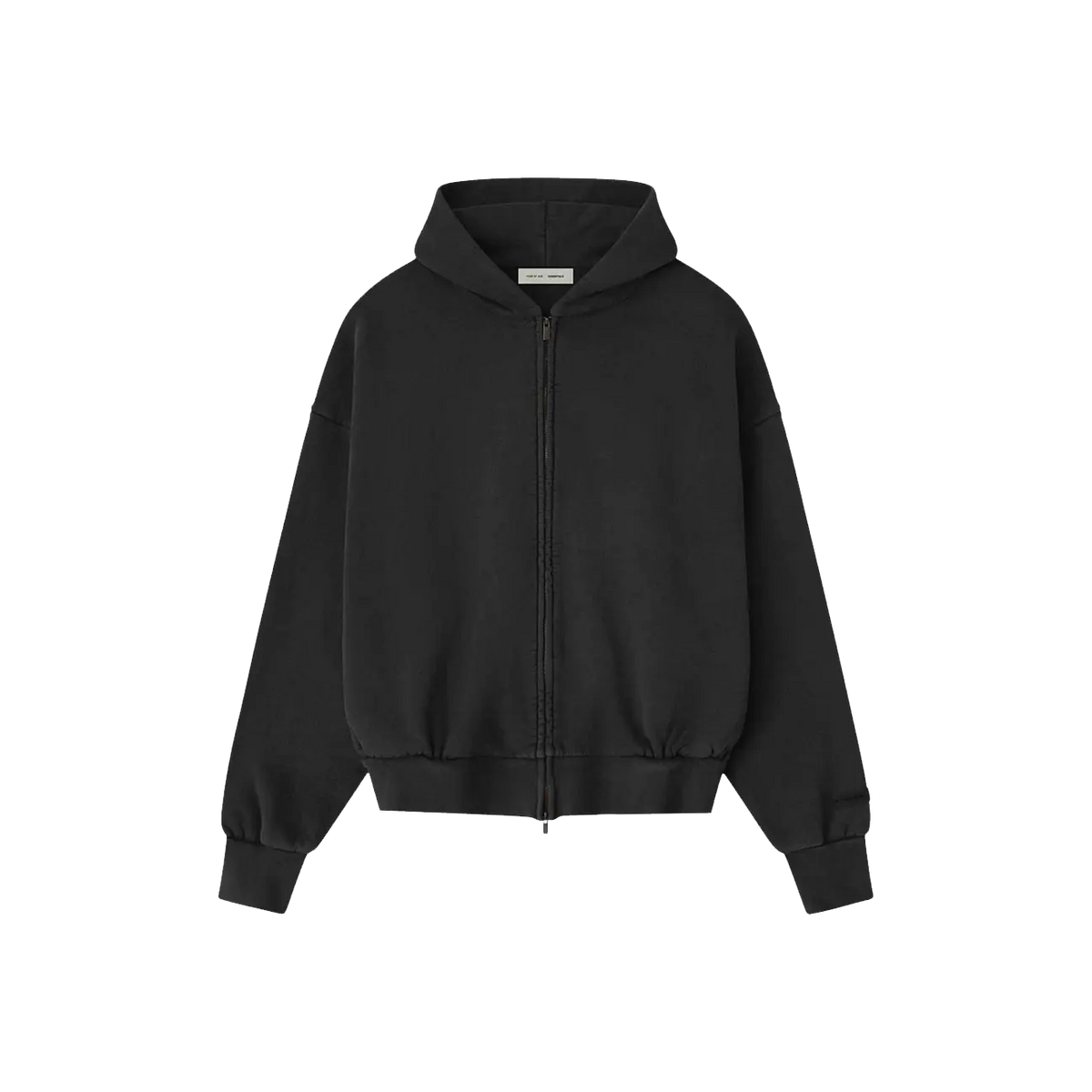 Fear of God Essentials Embroidered Classic Full Zip Hoodie 'Vintage Black'