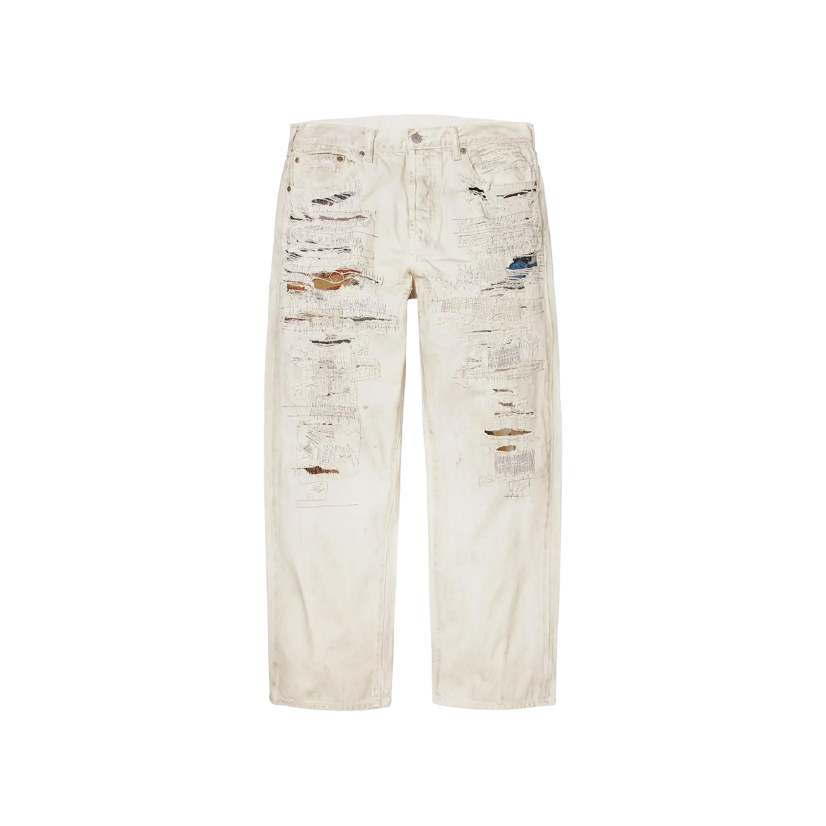 Supreme x MM6 Maison Margiela Distressed Loose Fit Selvedge Jean 'White'